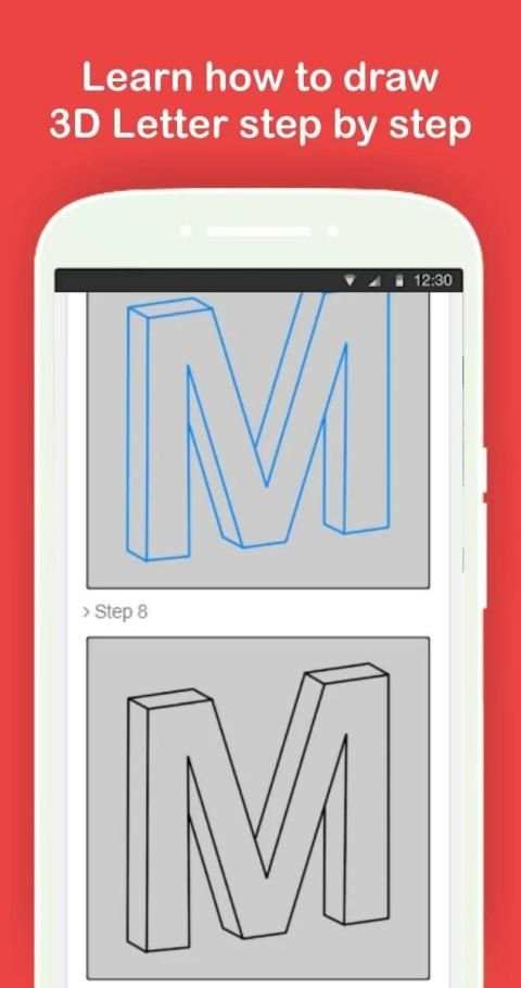 Draw 3D Alphabet Letters & Numbers Step by Step screenshot 5