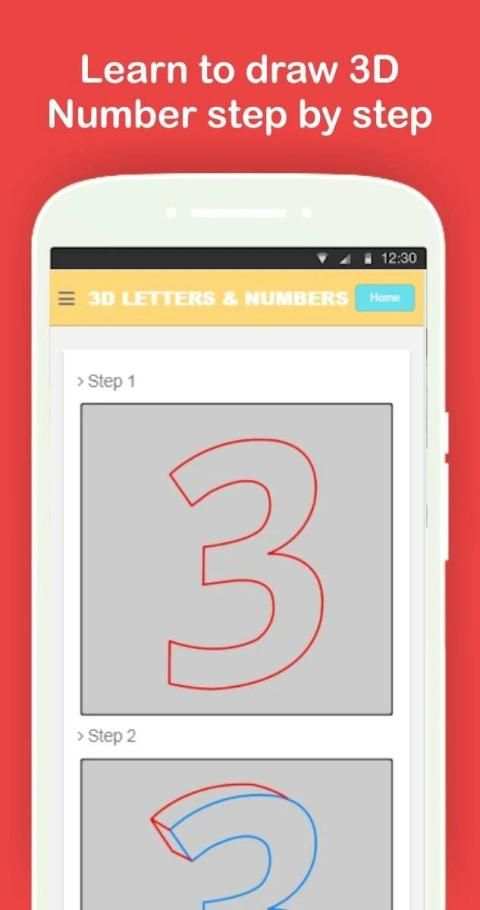 Draw 3D Alphabet Letters & Numbers Step by Step screenshot 7