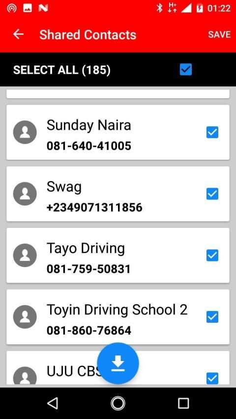 Bluetooth contact transfer screenshot 1