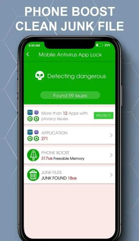 Mobile antivirus - App lock, security app 6 تصوير الشاشة