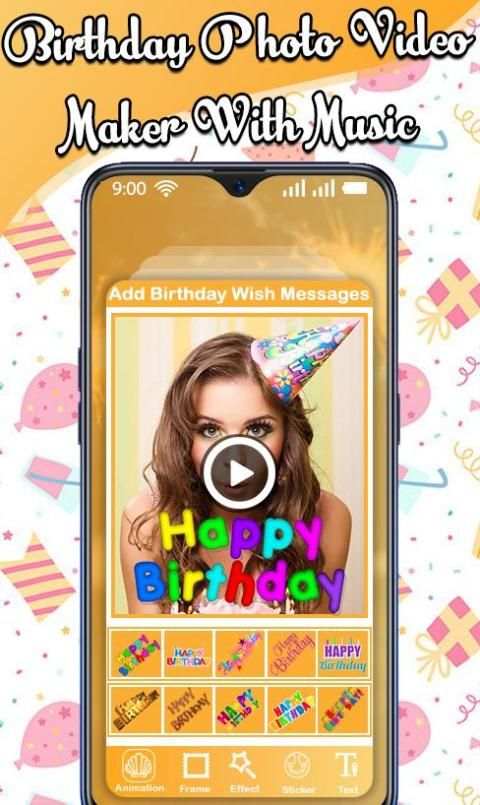 Birthday Photo Video Maker with Music:Video Editor स्क्रीनशॉट 1