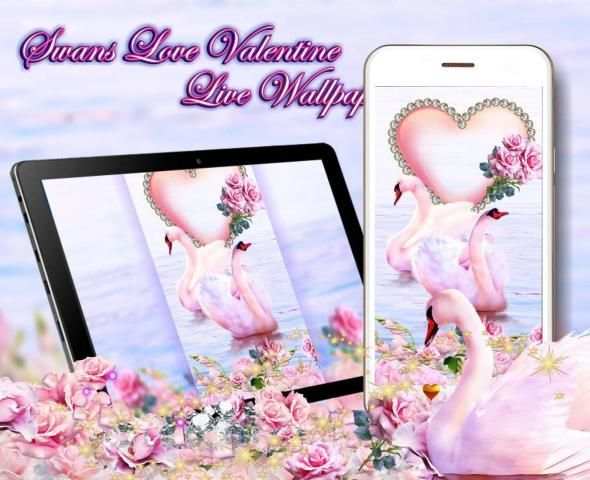 Swans Love Valentine Live Wallpaper screenshot 4