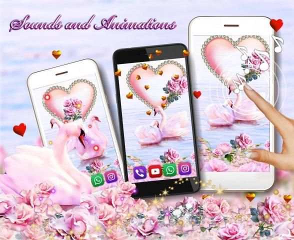 Swans Love Valentine Live Wallpaper screenshot 2