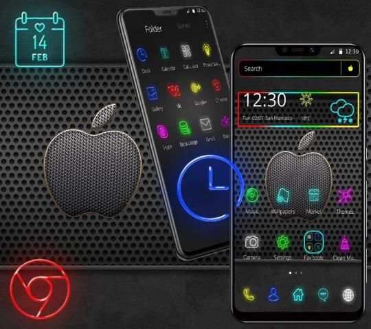 Neon Apple Launcher Theme* स्क्रीनशॉट 1