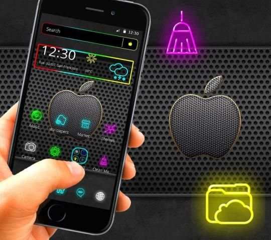 Neon Apple Launcher Theme* स्क्रीनशॉट 4