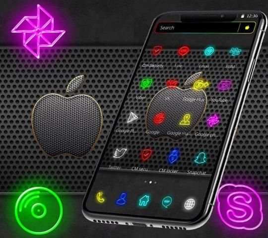 Neon Apple Launcher Theme* स्क्रीनशॉट 3