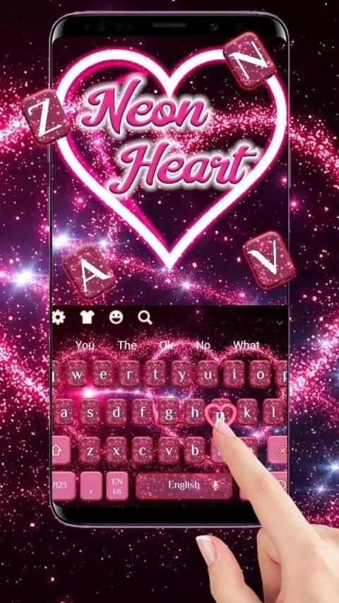 Neon Heart Keyboard Theme स्क्रीनशॉट 6