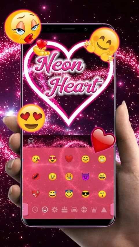 Neon Heart Keyboard Theme स्क्रीनशॉट 2