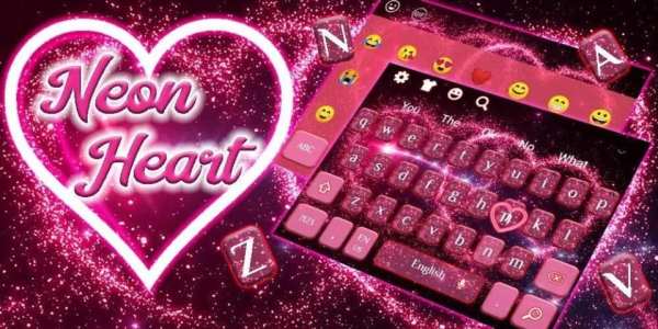 Neon Heart Keyboard Theme स्क्रीनशॉट 3