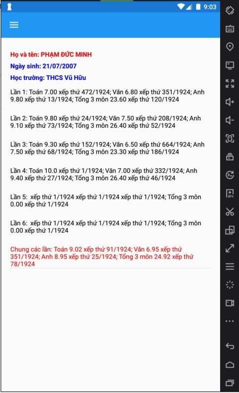Tra cứu kết quả học tập trên website TMT - QLNT 1 تصوير الشاشة