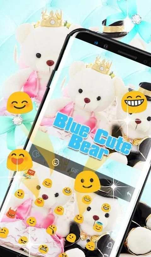 Blue Cute Bear Keyboard Theme screenshot 2