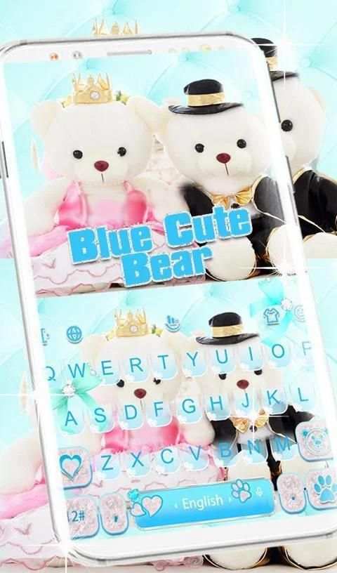 Blue Cute Bear Keyboard Theme screenshot 4