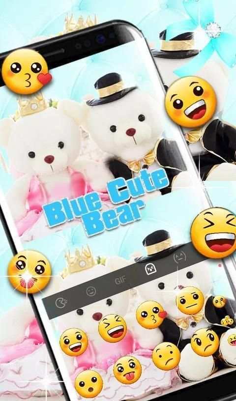 Blue Cute Bear Keyboard Theme screenshot 1