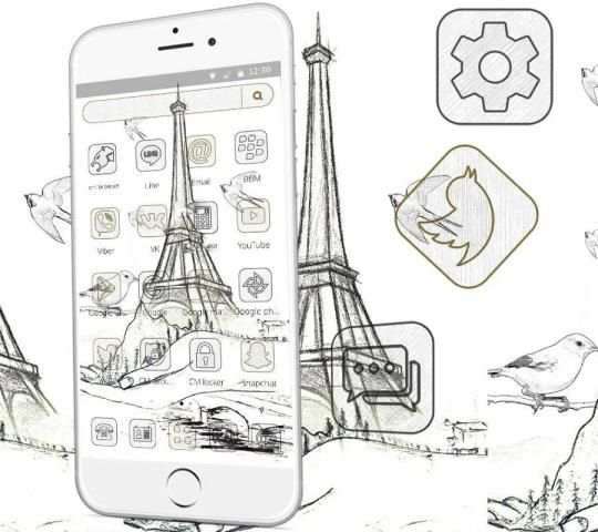 Tema sketsa kota Paris screenshot 3
