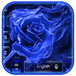 Blue Flaming Fire Rose keyboard Theme आइकन