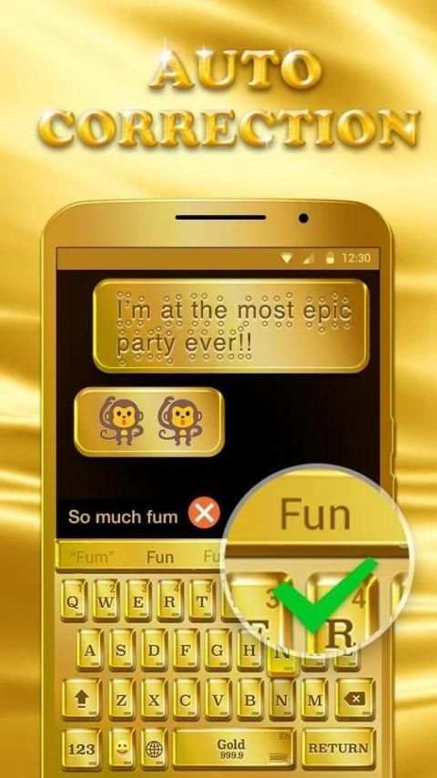 Luxury Golden Keyboard Theme for Android screenshot 1