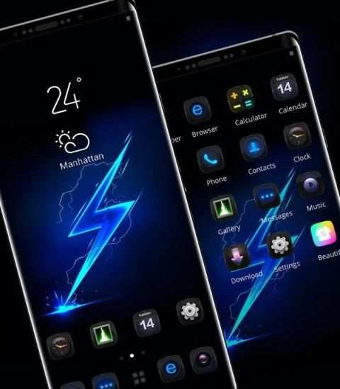 Cool tech dark blue neon lightning theme screenshot 3