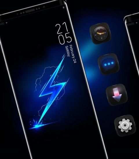 Cool tech dark blue neon lightning theme screenshot 4