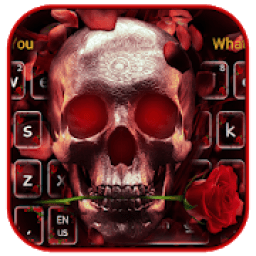 Red Rose Skull Keyboard Theme आइकन