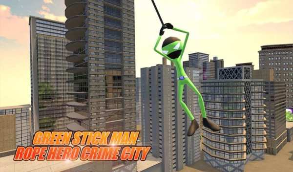 Green SickMan Rope Hero Crime City स्क्रीनशॉट 2