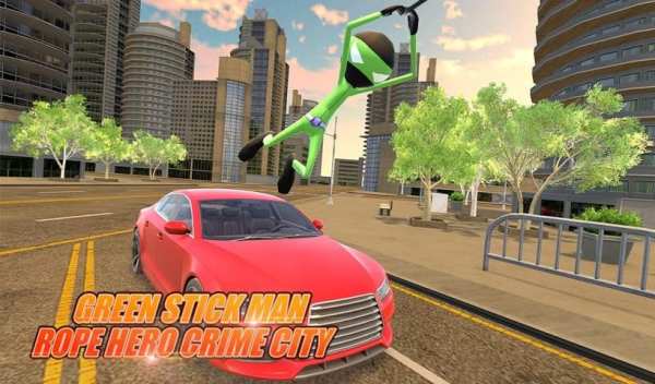 Green SickMan Rope Hero Crime City स्क्रीनशॉट 1