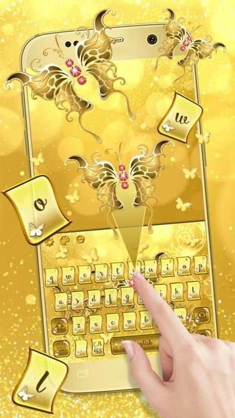 Golden Glitter Butterfly Keyboard Theme स्क्रीनशॉट 2