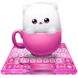 Cute Little White Cat Keyboard Theme आइकन