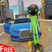 Superspeed Stickman Green Rope Hero: Crime City