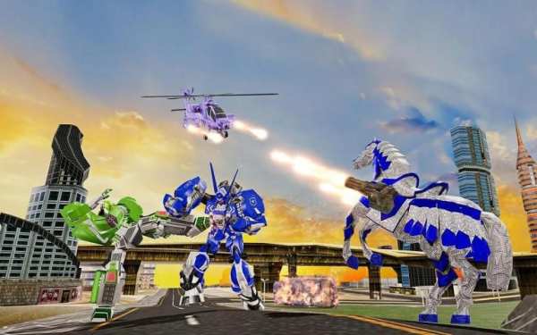 US Police Transform Robot Unicorn Horse Chase Game screenshot 2
