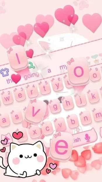 Cute Pink Kitty Keyboard screenshot 2