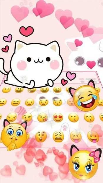 Cute Pink Kitty Keyboard screenshot 1
