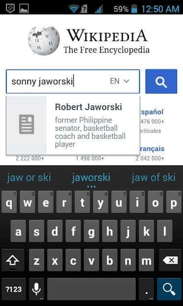 Wikipedia Search screenshot 1
