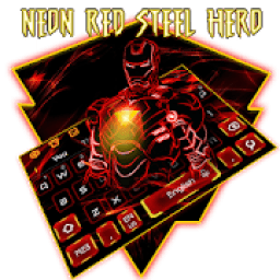 Neon Red Iron Hero Keyboard Theme आइकन