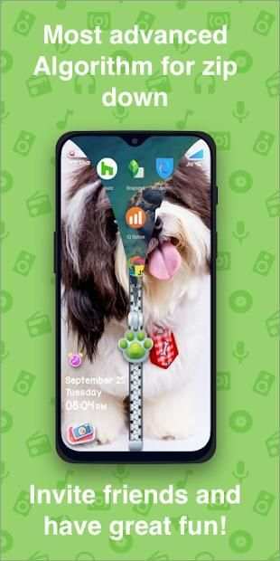 Cute Dog Zipper Screen Lock Ziplock Wallpaper Free screenshot 1