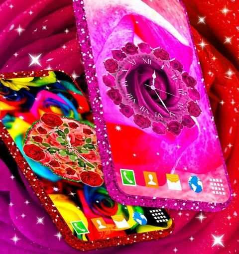 Cute Roses Analog Clocks स्क्रीनशॉट 3