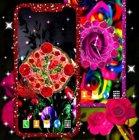 Cute Roses Analog Clocks स्क्रीनशॉट 2