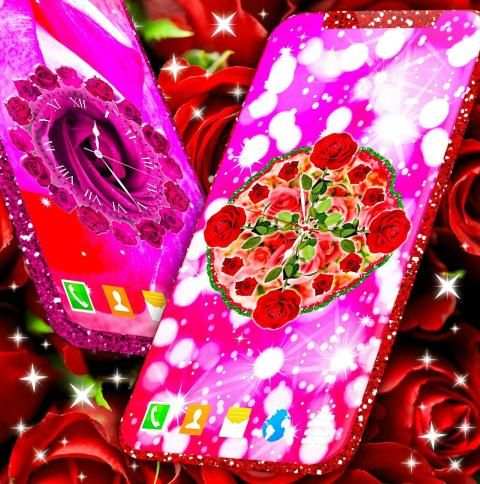 Cute Roses Analog Clocks screenshot 1