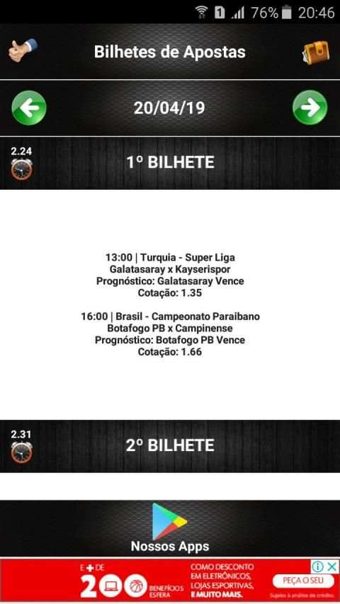Bilhetes de Apostas screenshot 2
