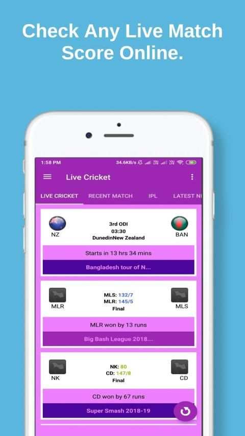 Cricket Live Updates | Cricket Scores स्क्रीनशॉट 4