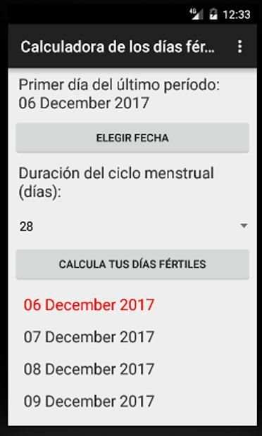 Calculadora de Días Fértiles screenshot 2