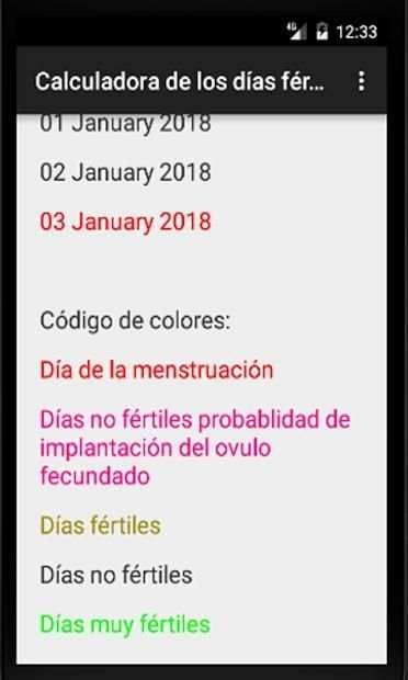 Calculadora de Días Fértiles screenshot 1