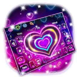 ikon Lavender Neon Heart Keyboard Theme
