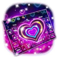Lavender Neon Heart Keyboard Theme