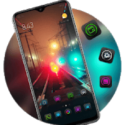 ikon Colorful night light railroad theme | city color