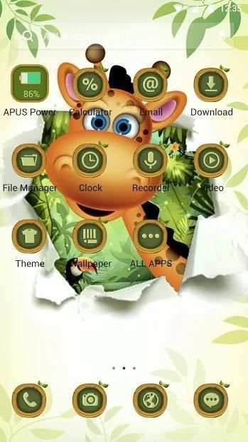 Cute Giraffe APUS Launcher theme screenshot 1