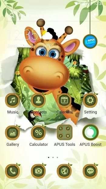 Cute Giraffe APUS Launcher theme screenshot 2