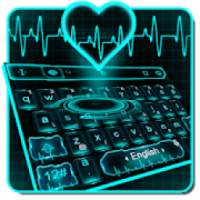 Blue Neon Heart Keyboard Theme