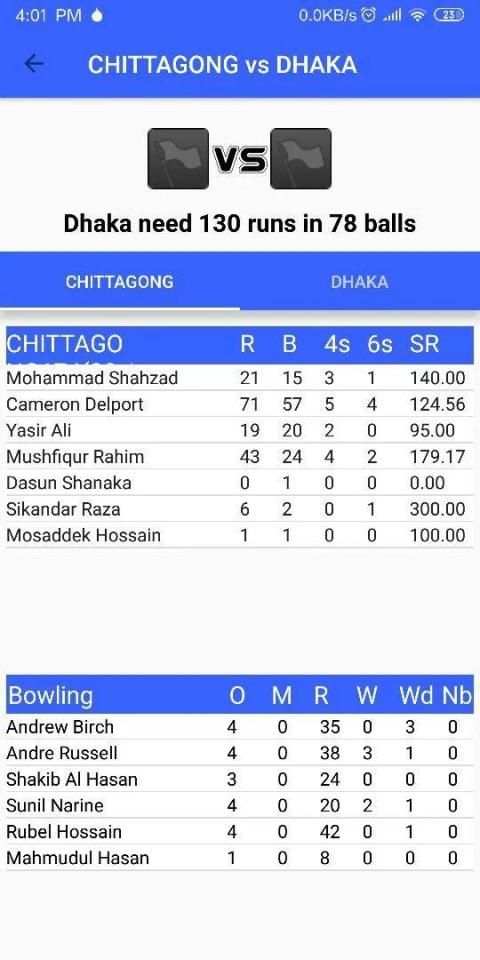 লাইভ ক্রিকেট স্কোর | Live Cricket Score IPL / BPL screenshot 1