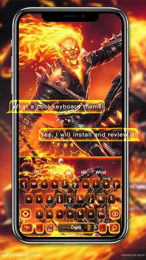 3D Flaming Skull Death Keyboard Theme screenshot 2