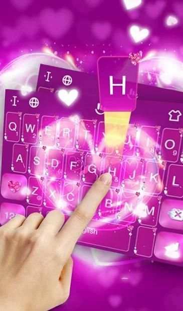 Neon Pink Hearts Keyboard Theme screenshot 2